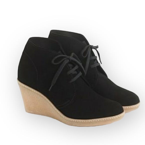 J. Crew Shoes - J. CREW MacAlister Black Suede Wedge Ankle Boots